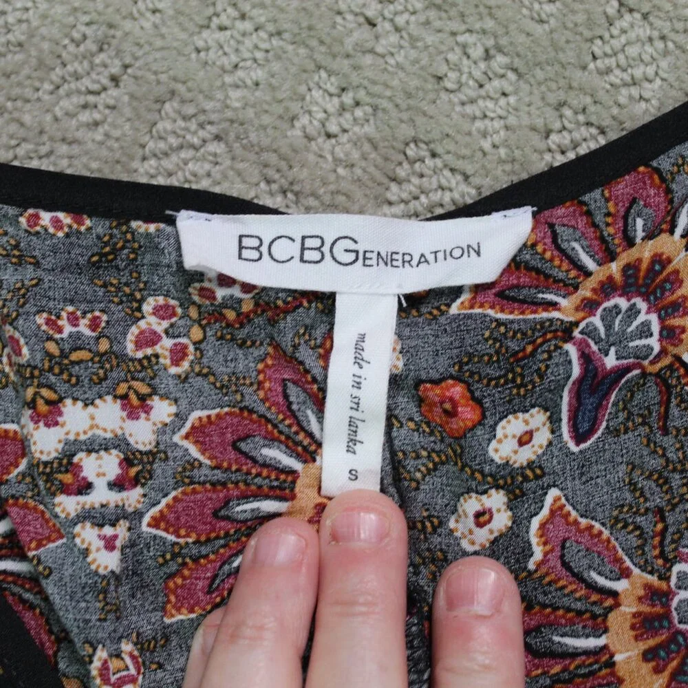 BCBGeneration Size S Black Floral Print Blouse - Picture 9 of 9